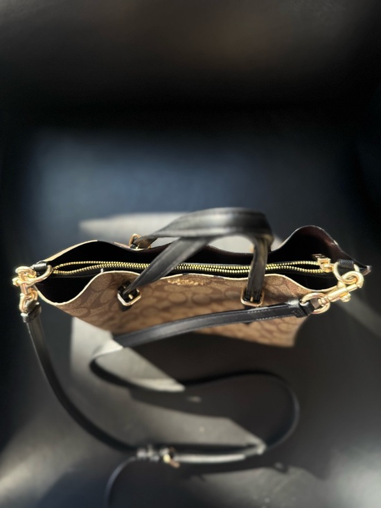 Coach Signature Canvas Tote in Brown with Black Handles. - Picture 9 of 13